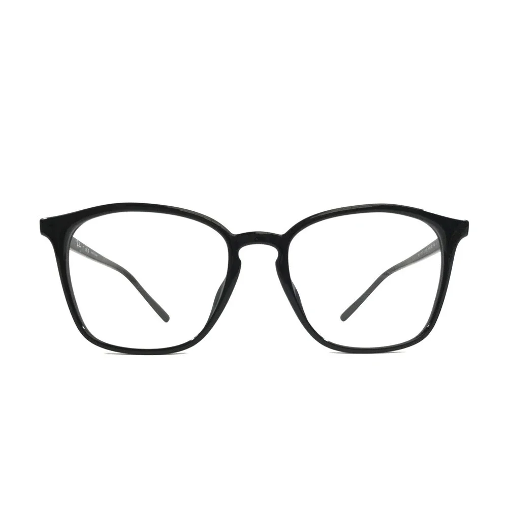 Ray-Ban Eyeglasses Frames RB7185F 2000 Polished Black Square Asian Fit 54-18-145